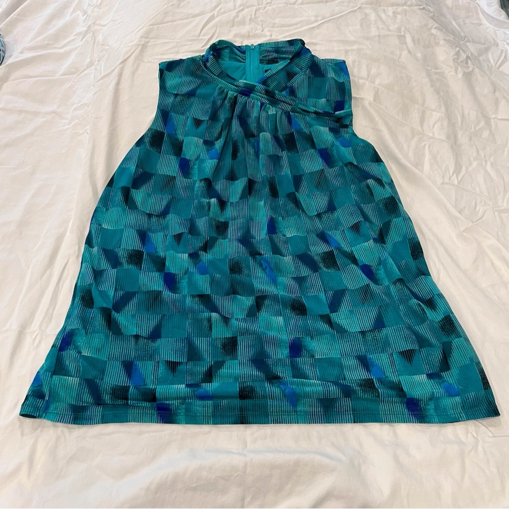 Worthington Sleeveless green & blue print blouse, size XL